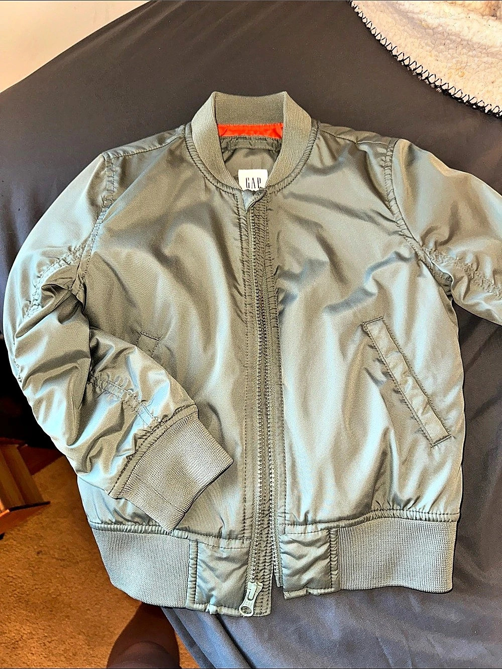 Gap Kids Bomber Jacket boys XS Green Orange